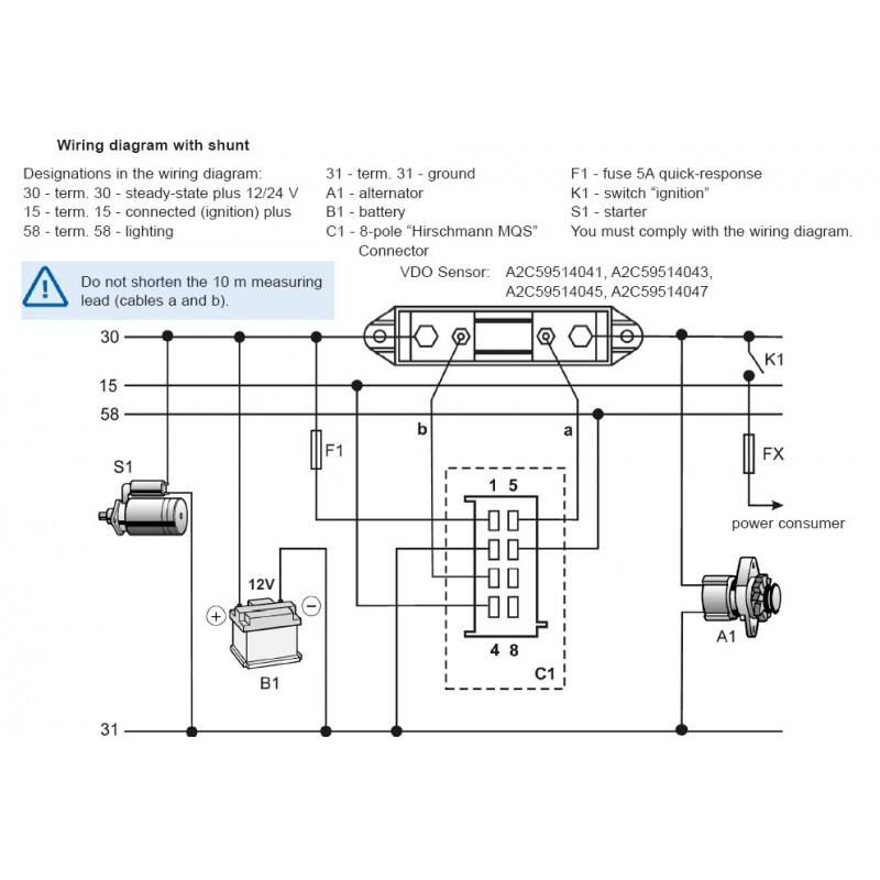 VDO Amperemeter 12/24V 52Ø 150A