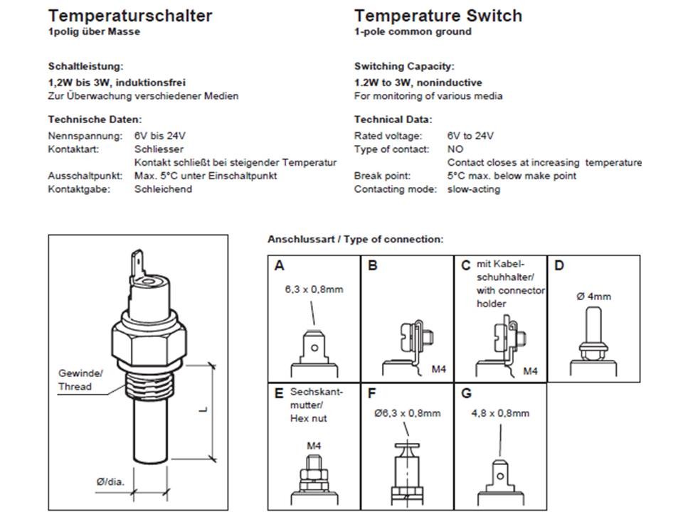 VDO Temperaturschalter 120°C